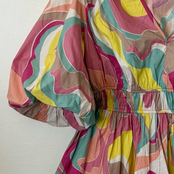 Pastel Puffy Sleeve Cotton Mini Dress - Picture 2 of 8